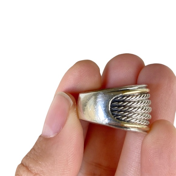 RARE David Yurman Origami Wide Cable Band Ring Sterling Silver & 18K Gold size 7 - Picture 5 of 8